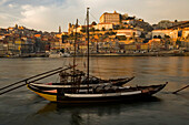 Wine barrels on boats in Oporto,Porto,Portugal