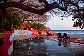 Dining area and bar next to the saltwater pool at a Jamaican resort,Calabash Bay,Jamaica