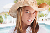 Portrait of Woman Wearing Hat,Florida,USA