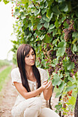 Wine Maker Checking Grapes