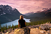 Woman at Peyto Lake,Banff National Park,Alberta,Canada