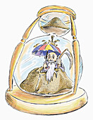 Father Time Trapped in Hourglass