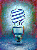 Painting of a Compact Fluorescent Light Bulb