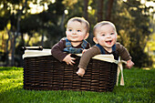 Twin Boys in Basket