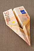 Fifty Euro Note Folded into Airplane