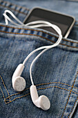 Earbuds and MP3 Player in Pocket