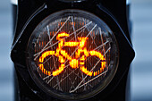 Amber Bicycle Lane Light,Amsterdam,Netherlands