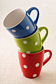 Close-up of Polka-dotted Mugs