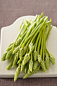 Close-up of Wild Asparagus on Cutting Board