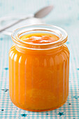 Close-up of Jar of Apricot Jam