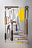 Peg board with tools