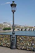 Street Lamp and Love Locks,Pont des Arts,Paris,France