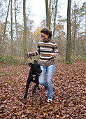 Woman With Her Dog,Mannheim,Baden-Wurttemberg,Germany