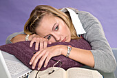 Tired Woman at Desk