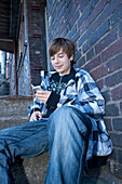 Boy Listening to MP3 Player