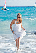 Woman at Beach,Playa del Carmen,Yucatan Peninsula,Mexico
