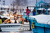 Fischereihafen, Rausu, Hokkaido, Japan