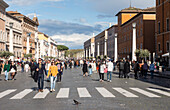 Crowds walking the Road of Conciliation (Via della Conciliazone),Rome,Lazio,Italy,Europe