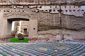 Palestra,Turnhalle,Polychromes Mosaik mit Schuppenmuster,Caracalla-Thermen,UNESCO-Welterbe,Rom,Latium (Latium),Italien,Europa