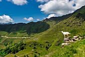 Die bukolische Landschaft des Mastellone-Tals im Sommer,Rimella,Valsesia,Bezirk Vercelli,Piemont,Italien,Europa