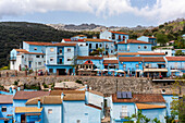 Blau bemaltes Schlumpfhaus Dorf Juzcar,Pueblos Blancos Region,Andalusien,Spanien,Europa