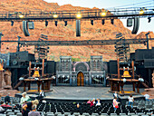 Stage set for the Hunchback of Notre Dame prior to the performance in the Tuacahn Center for the Arts,St. George,Utah. The amphitheater is located in the mouth of Padre Canyon.