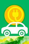 Illustrationen von Elektroautos