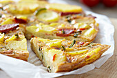 Kartoffel Quiche mit Chorizo