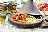 Couscous with baked vegetables and sausage