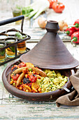 Couscous with oven vegetables and sausage