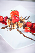 Waffle with strawberries