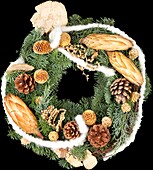 Grave wreath, cream-nature decorated