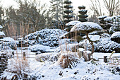 asian garden snow covered