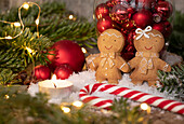 Gingerbread people with Christmas table setting