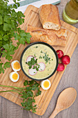 Herb soup with parsley ingredients