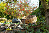 Garden armchair in autumn