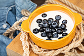 Blueberries in yoghurt