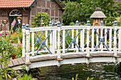 Wooden bridge over pond