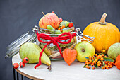 Autumn decoration - Glass with autumn fruits