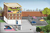 City living, conceptual illustration