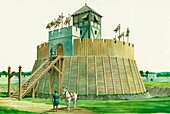 Norman lookout tower at Bramber Castle, illustration