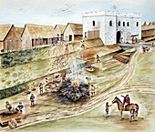 Refurbishing York city defences during the Viking Age, illustration