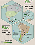 Changes in forest area in the Americas, illustration