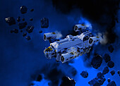 Space mining of asteroids, illustration