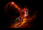 Flame outline of hammer thrower, illustration