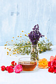 Calming tea with various flowers