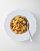 Buckwheat gnocchi with colourful vegetables