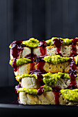 Toast with pistachio paste and jam