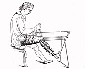 Device for flexion and extension of the leg, 19th century illustration