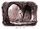 Salt mine, 19th century illustration